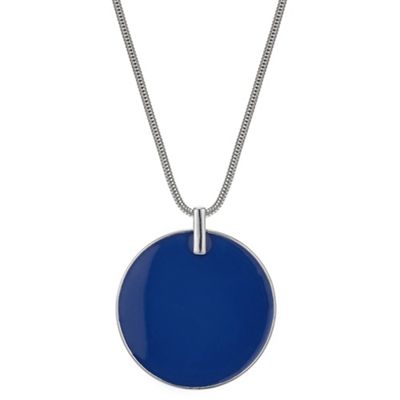 Designer blue disc pendant necklace